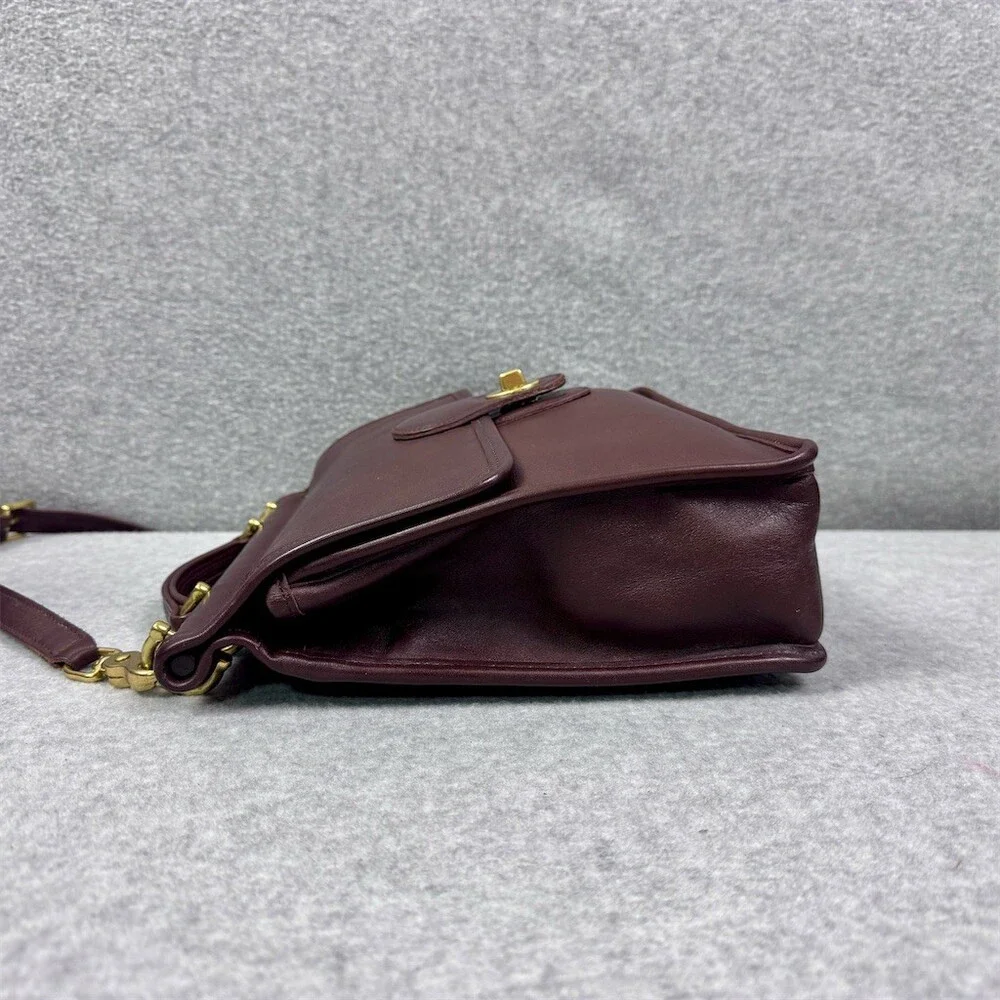Coach Willis Vintage Crossbody Shoulder Bag Brown Turnlock Medium Top